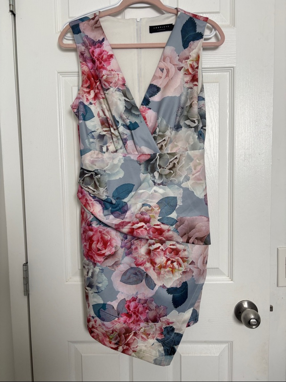 Angel Eye Floral Sheath Dress in Pink and Blue